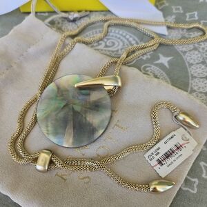Kendra Scott Gold Toned and Iridescent Pendant Necklace--Jolie Long